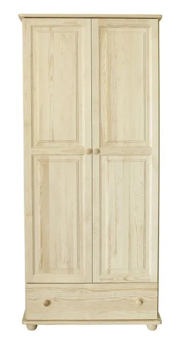 Kleiderschrank Kiefer Vollholz massiv natur Junco 09A - Abmessung 195 x 92 x 59 cm (H x B x T)