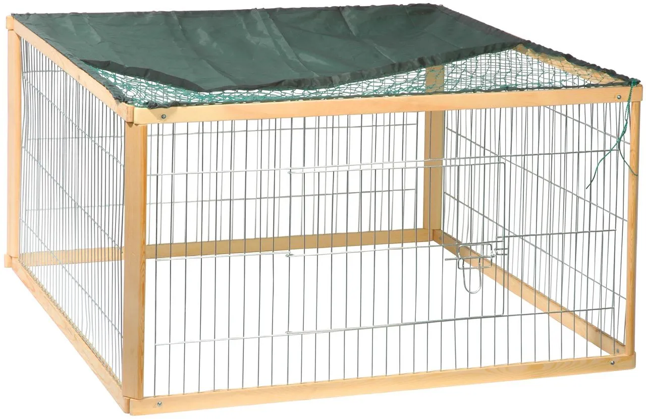 Freilaufgehege, 4-eckig, Holz + Metall