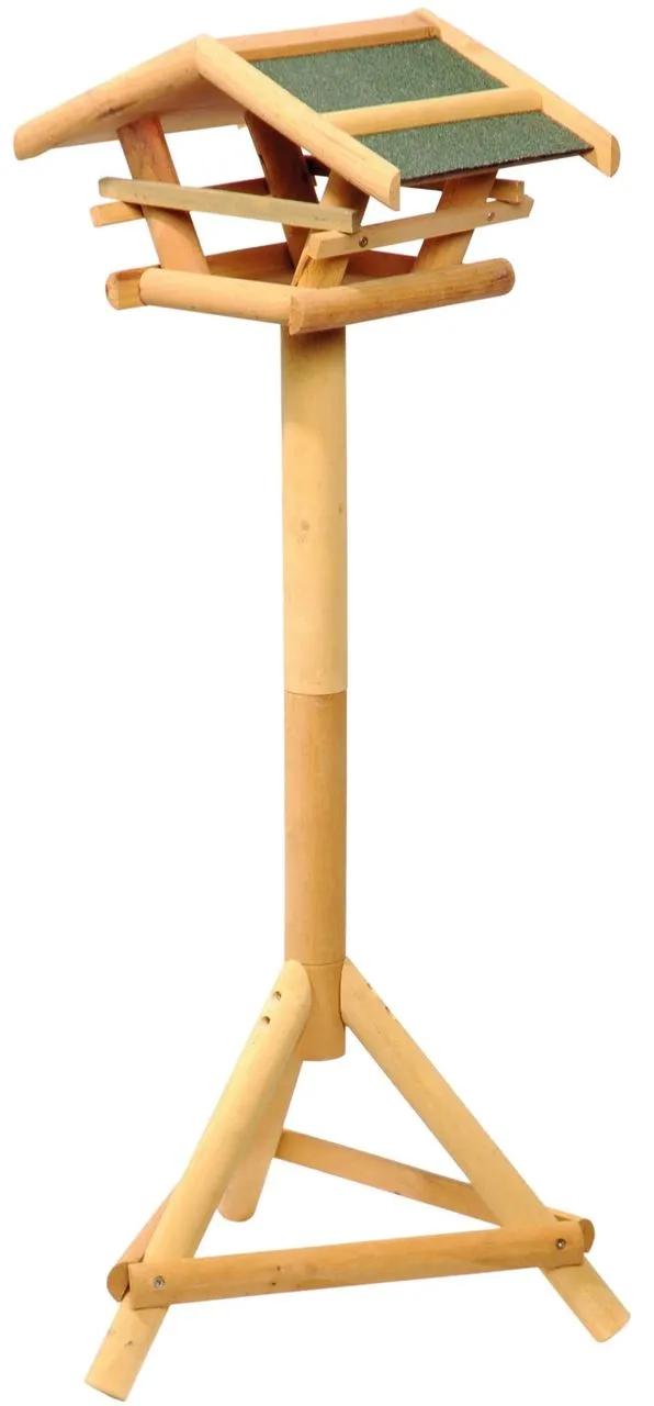 Vogelhaus mit Ständer, mit grünem Bitumendach