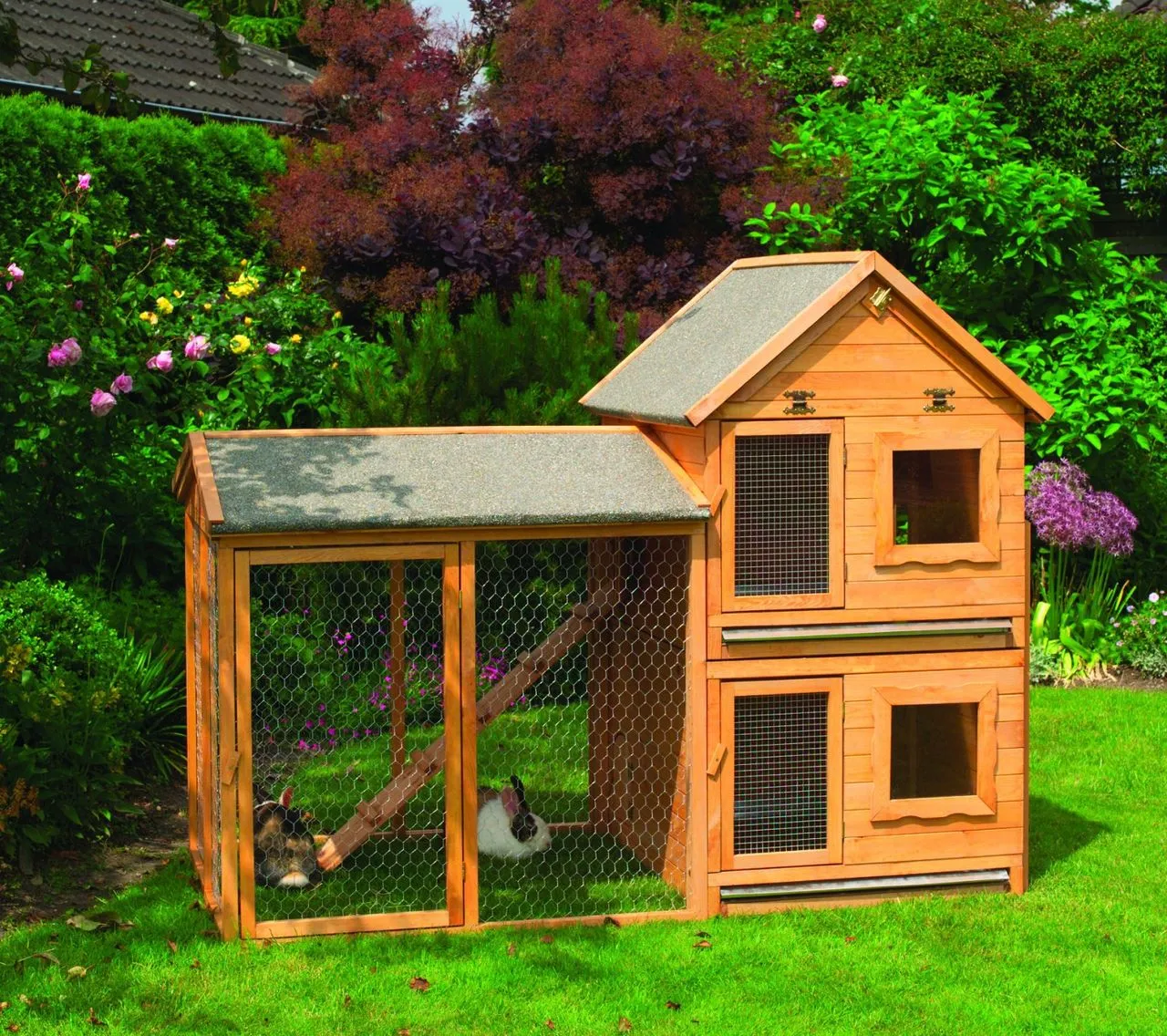 Promadino Kleintiervilla "Maxi" mit Erweiterung und Auslaufgehege