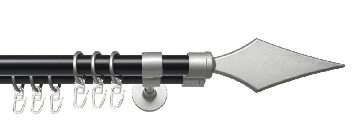 Stilgarnitur Gardinenstange 2-läufig, Hektor 20 mm Ø, 200 cm, schwarz-silber