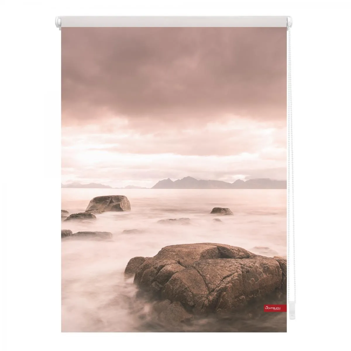 Rollo Klemmfix, ohne Bohren, blickdicht, Stone - Grau Rot, 60 x 150 cm (B x L)