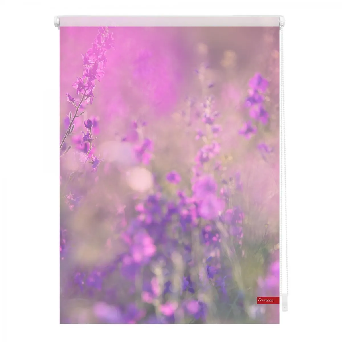 Rollo Klemmfix, ohne Bohren, blickdicht, Blumenwiese - Fuchsia Violett, 60 x 150 cm (B x L)