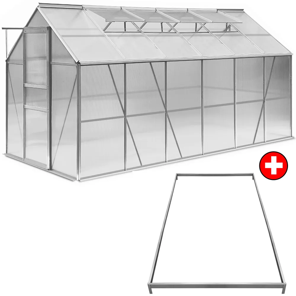 Deuba ALU Gewächshaus 4 Fenster + Fundament