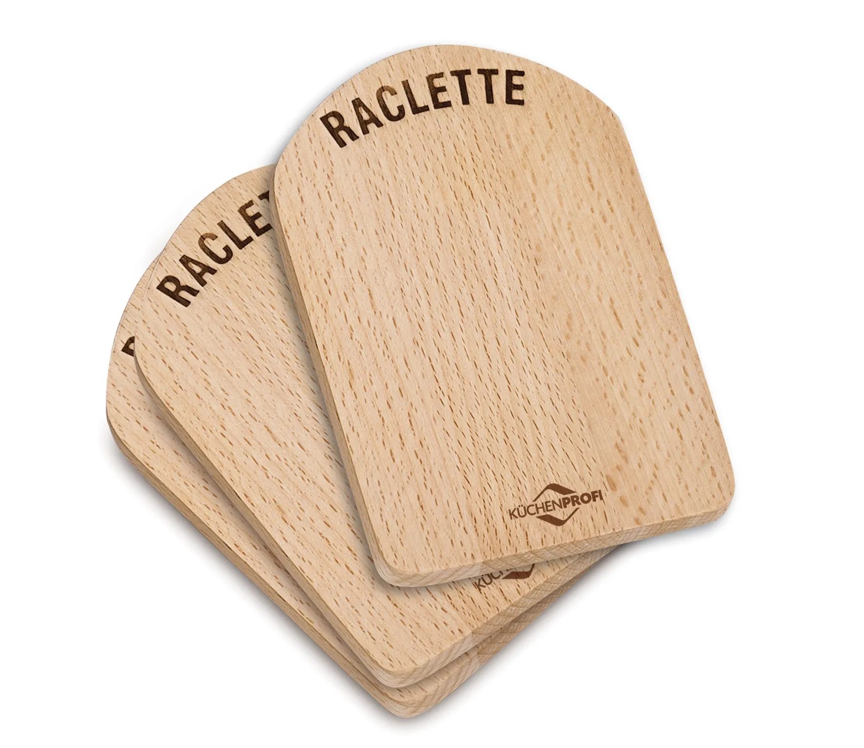 Raclette Brettchen Holz 4er Set 14x9cm Buchenholz + schonen den Tisch