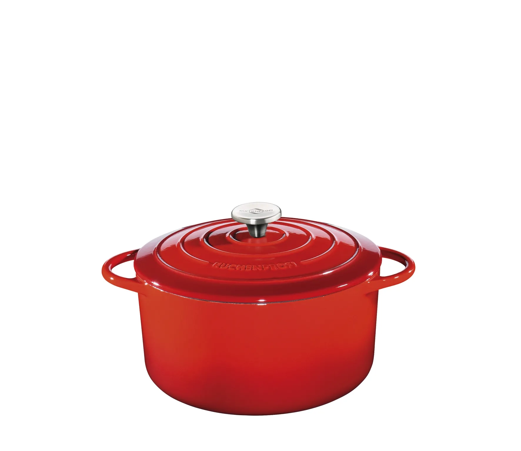 Bratentopf rund mit Gussdeckel PROVENCE 26 rot emailliertes Gusseisen + energiesparend, 5,3l