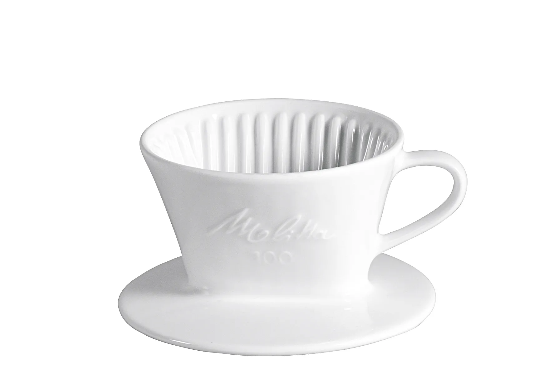 Porzellanfabrik Kaffeefilter 100, 1-Loch Porzellan weiß,Lamellen bis zum oberen Rand