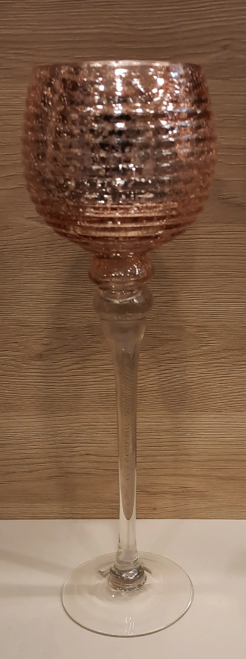 Windlicht auf Fuß Florence Glas 40cm rose-gold-silber