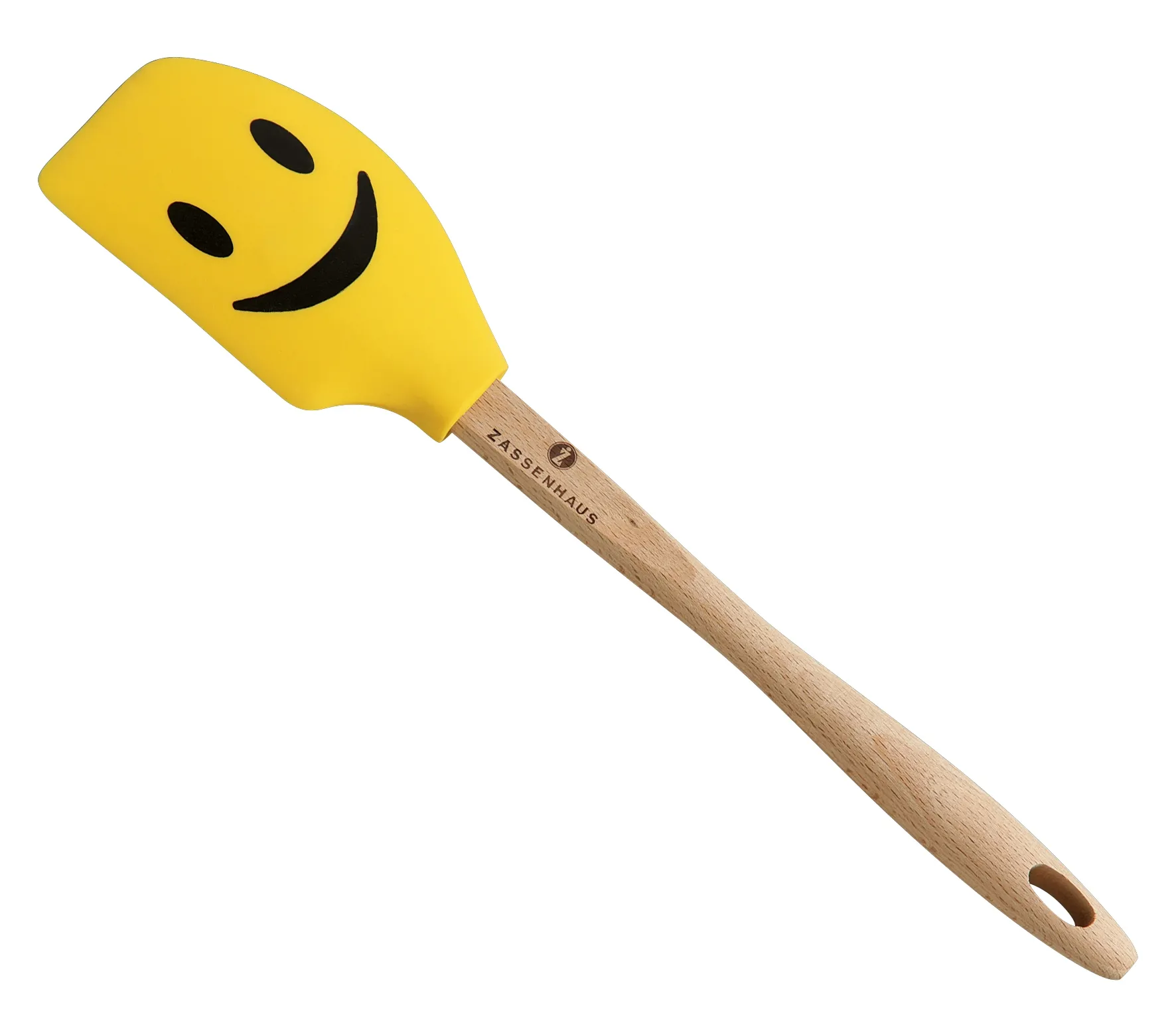 Teigschaber Smiley Silikon, Griff aus Buchenholz