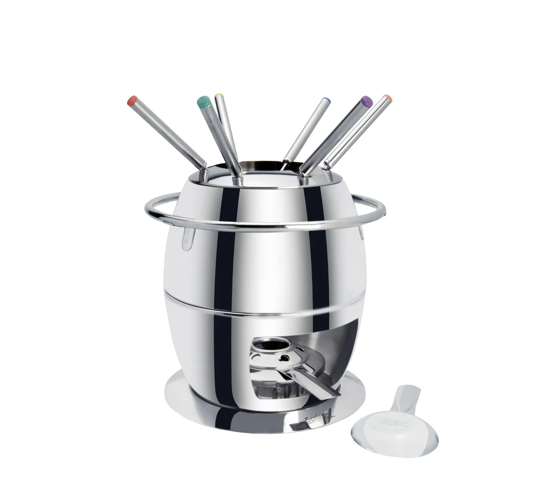 Fondue-Garnitur GSTAAD 18 polierter Edelstahl  + ausgefallenes Design