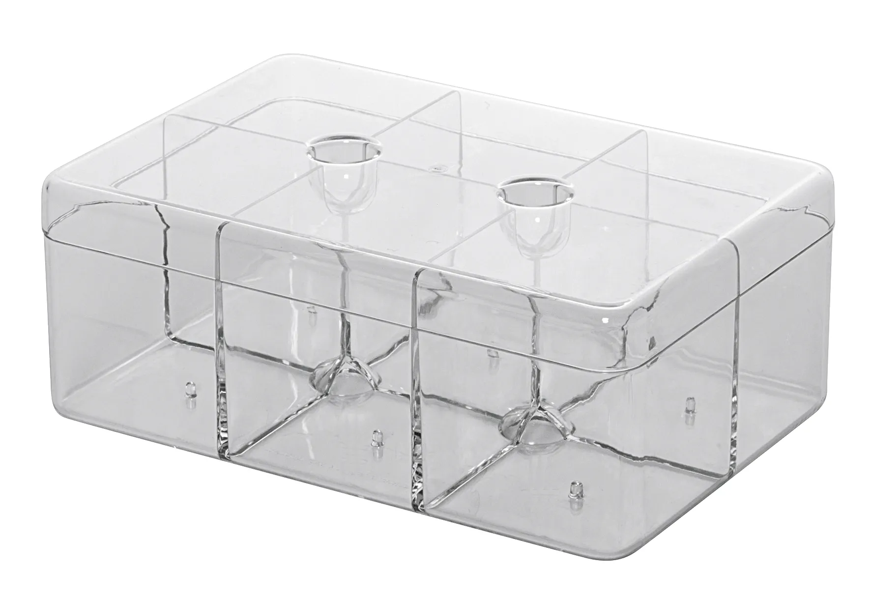 Teedose rechteckig mit 6 Fächer 21,7x14,8x8,5cm transparent