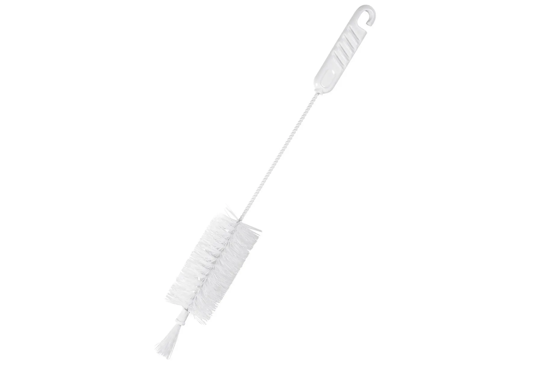 Flaschenbürste Kunststoff (Polypropylen) mit plastifiziertem Draht und Handgriff weiß