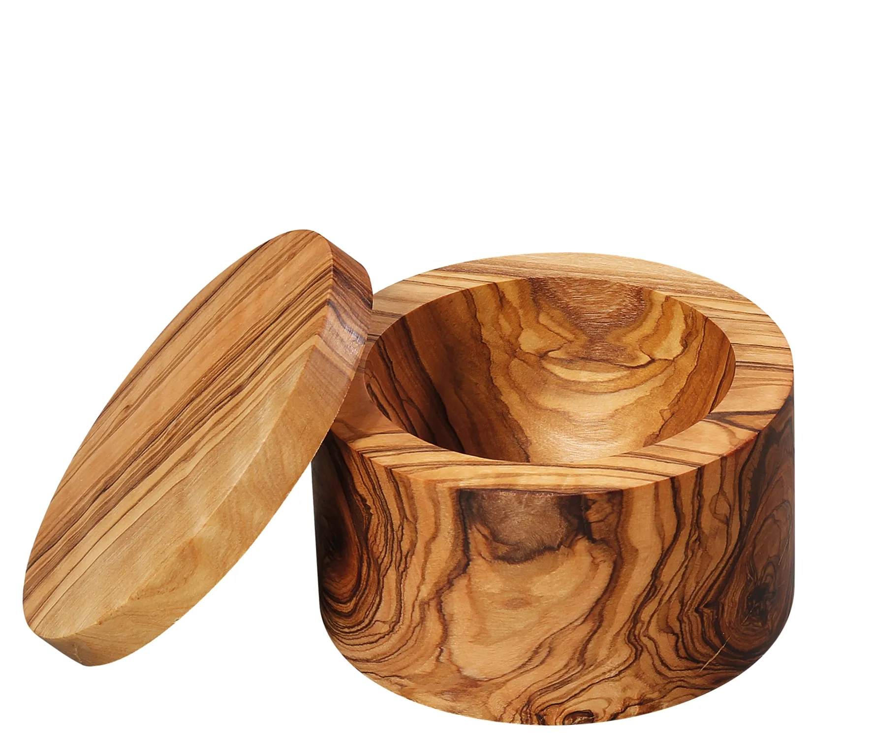 Salztopf aus Olivenholz 9,0cm Olivenholz aus kontrolliertem Anbau