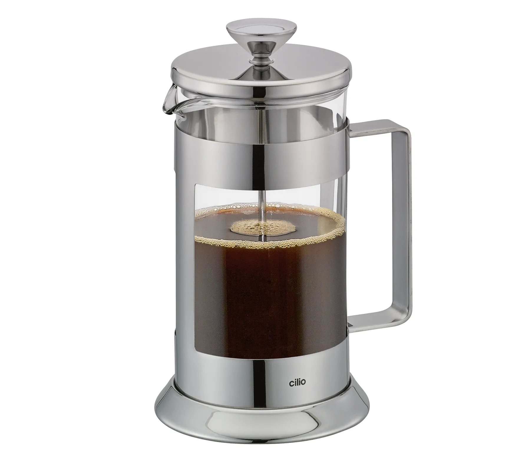 Kaffeebereiter LAURA 8 Tassen polierter Edelstahl + hitzebeständiges Spezialglas