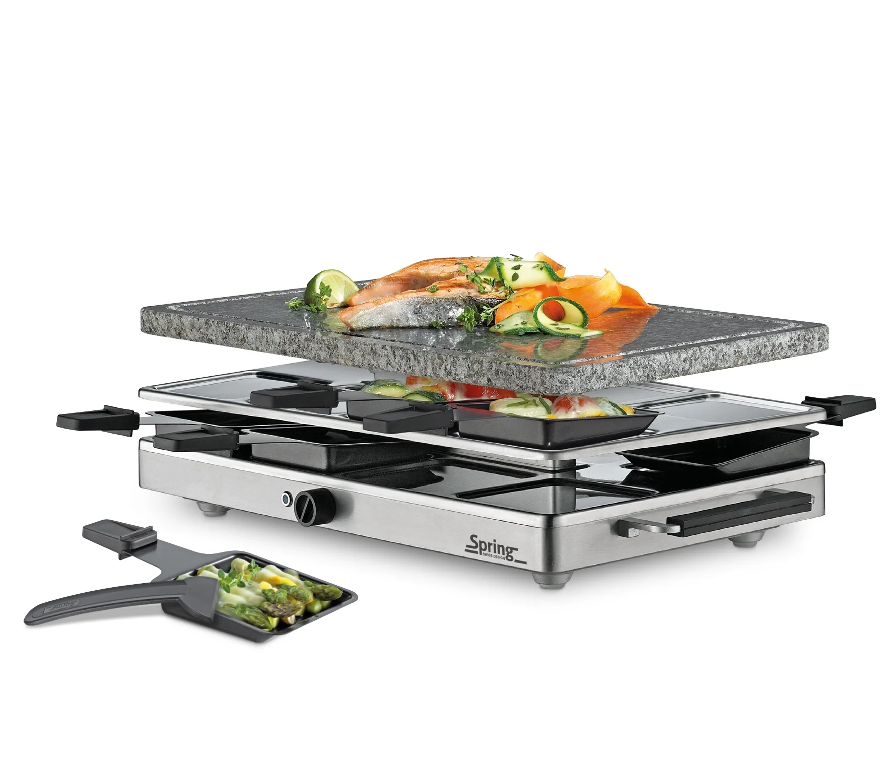 Raclette8 CLASSIC Granitstein mit Granitstein-Grillplatte ,für bis zu 8 Personen