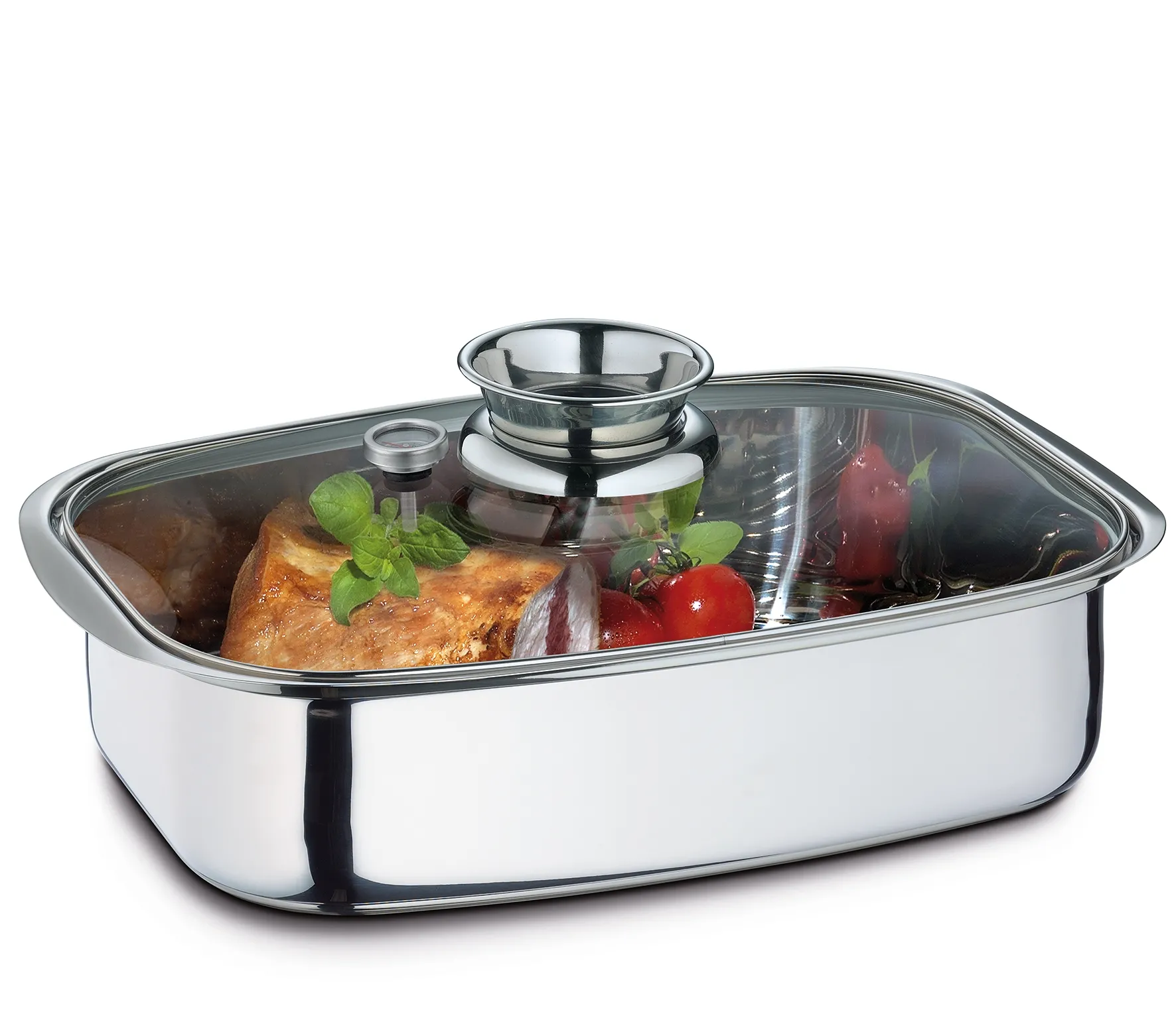 Aromabräter/ Dampfgarer edelstahl 6 Liter Braten, Schmoren, Dünsten, Dämpfen