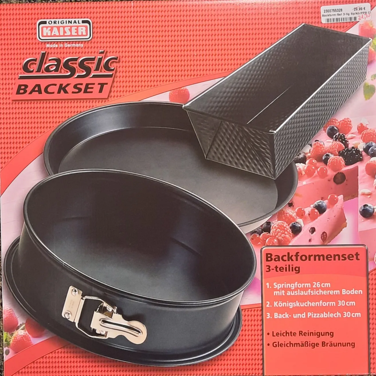 Backform-Set 3-tlg Classic Springform 26cm,Königskuchenform 30cm,