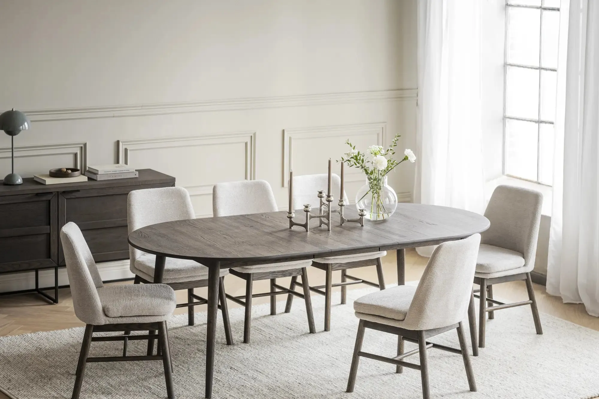 TYLER Oval Brown Oak Extending Table 170/210/250CM Rowico