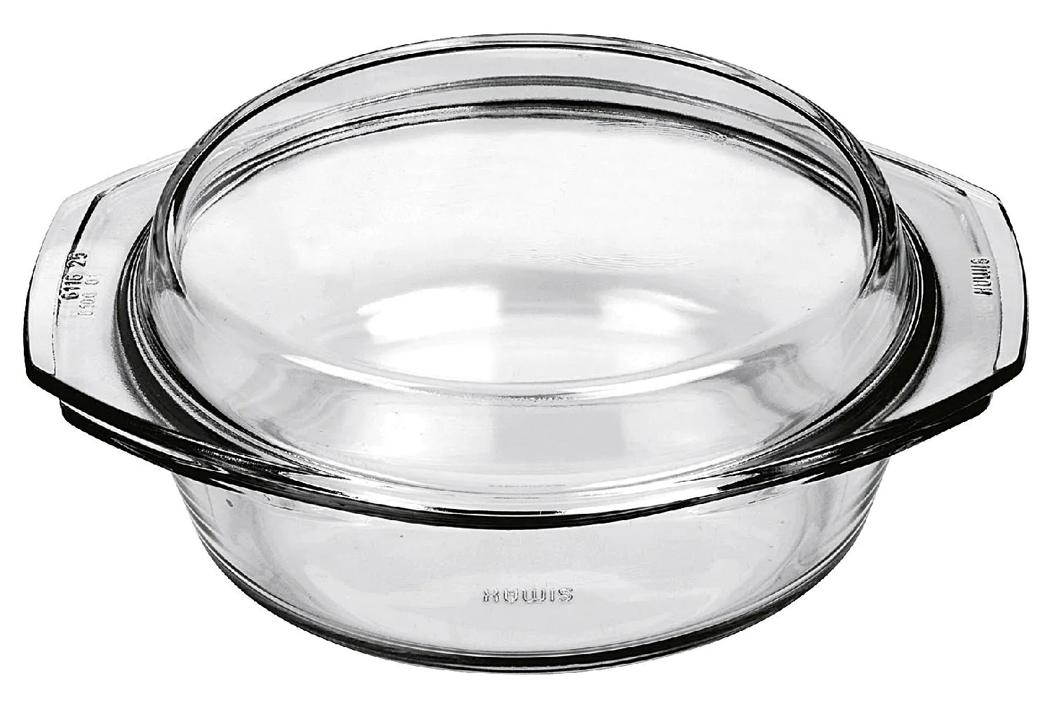 Glaskochschüssel rund mit Deckel 1,5L feuerfest, hitzebeständig bis 300°C, spülmaschinen