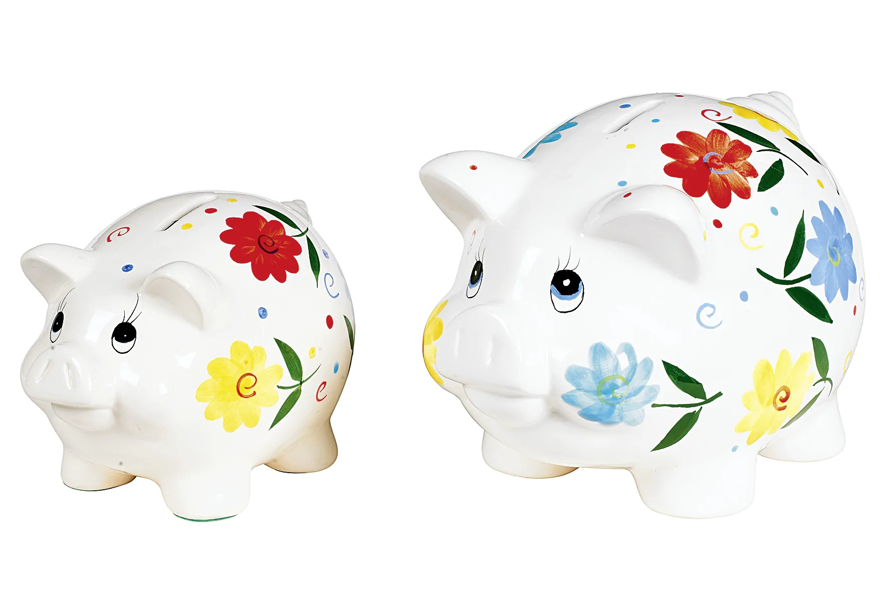 Sparschwein Blumendeko  Porzellan, mit Schloss 23 cm