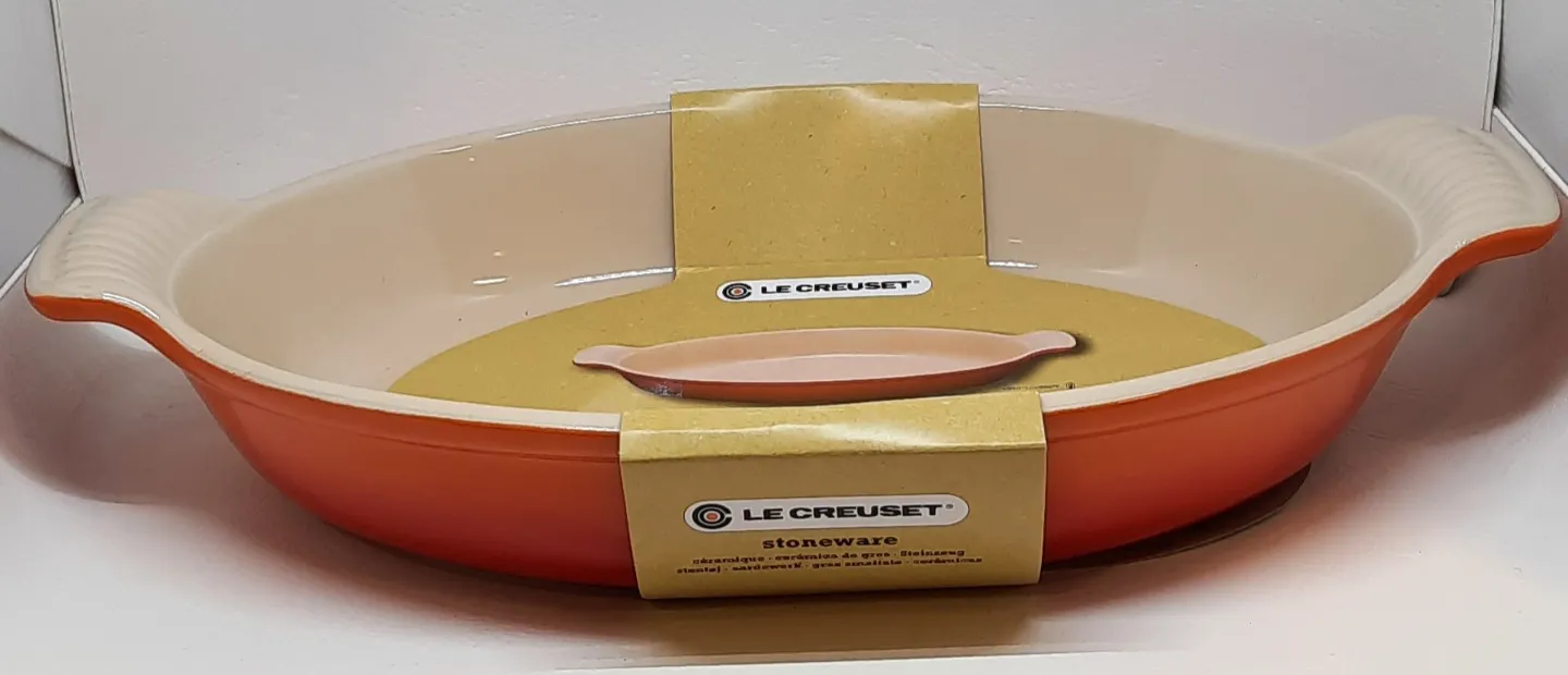 AUFLAUFFORM TRADITION OVAL 28cm ofenrot/creme ,Steingut