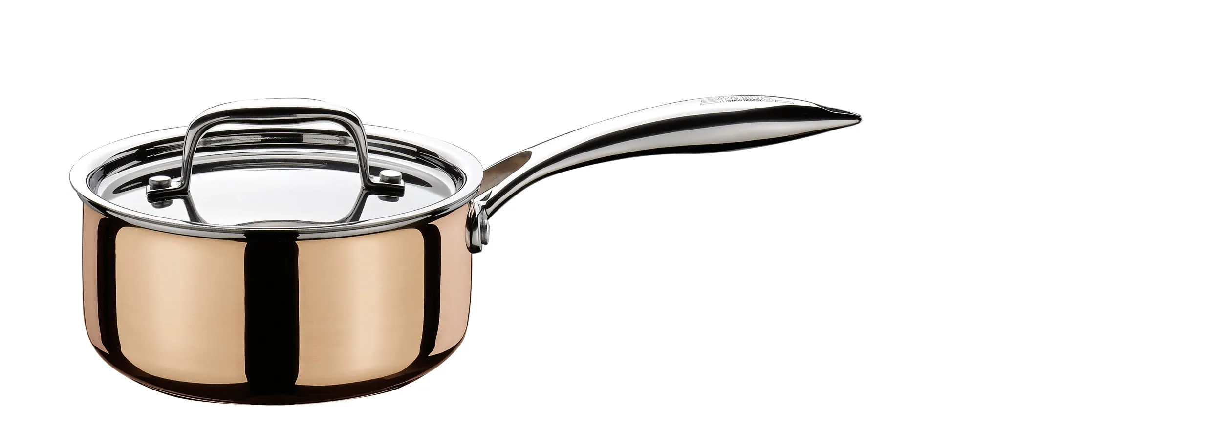 Stielkasserolle nieder 16 mit Deckel CULINOX außen 0,5 mm Kupfer, 5-Lagen-Mehrschichtmaterial