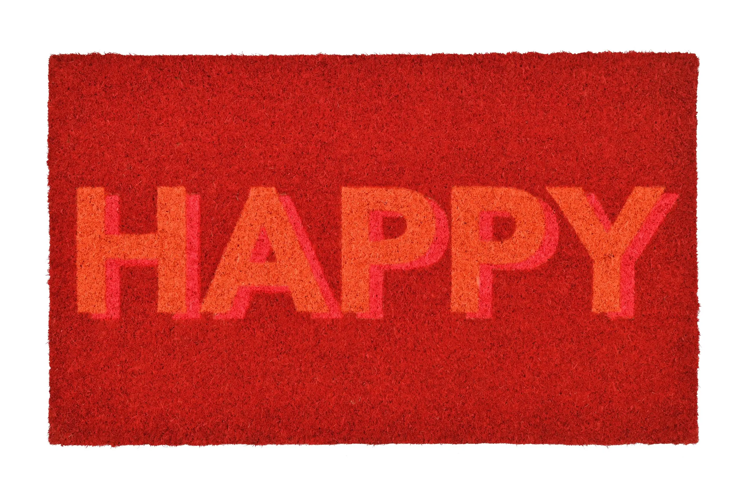 Fußmatte HAPPY neon rot orange, rot,45x75cm,Kokos, Vinylrücken