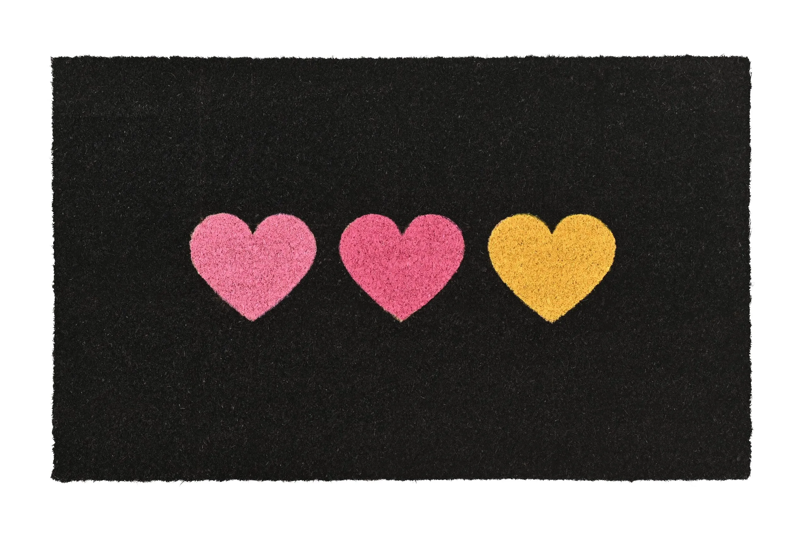 Fußmatte HERZ schwarz 45x75 cm, Kokos, Vinylrücken