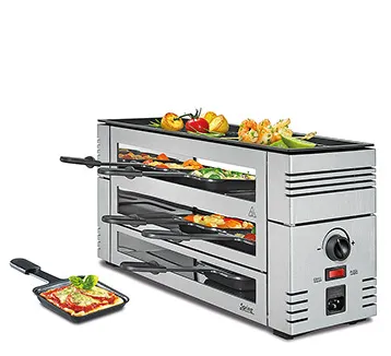 PizzaRaclette6 silber Grillplatte aus Aluminium- Guss antihaftbeschichte