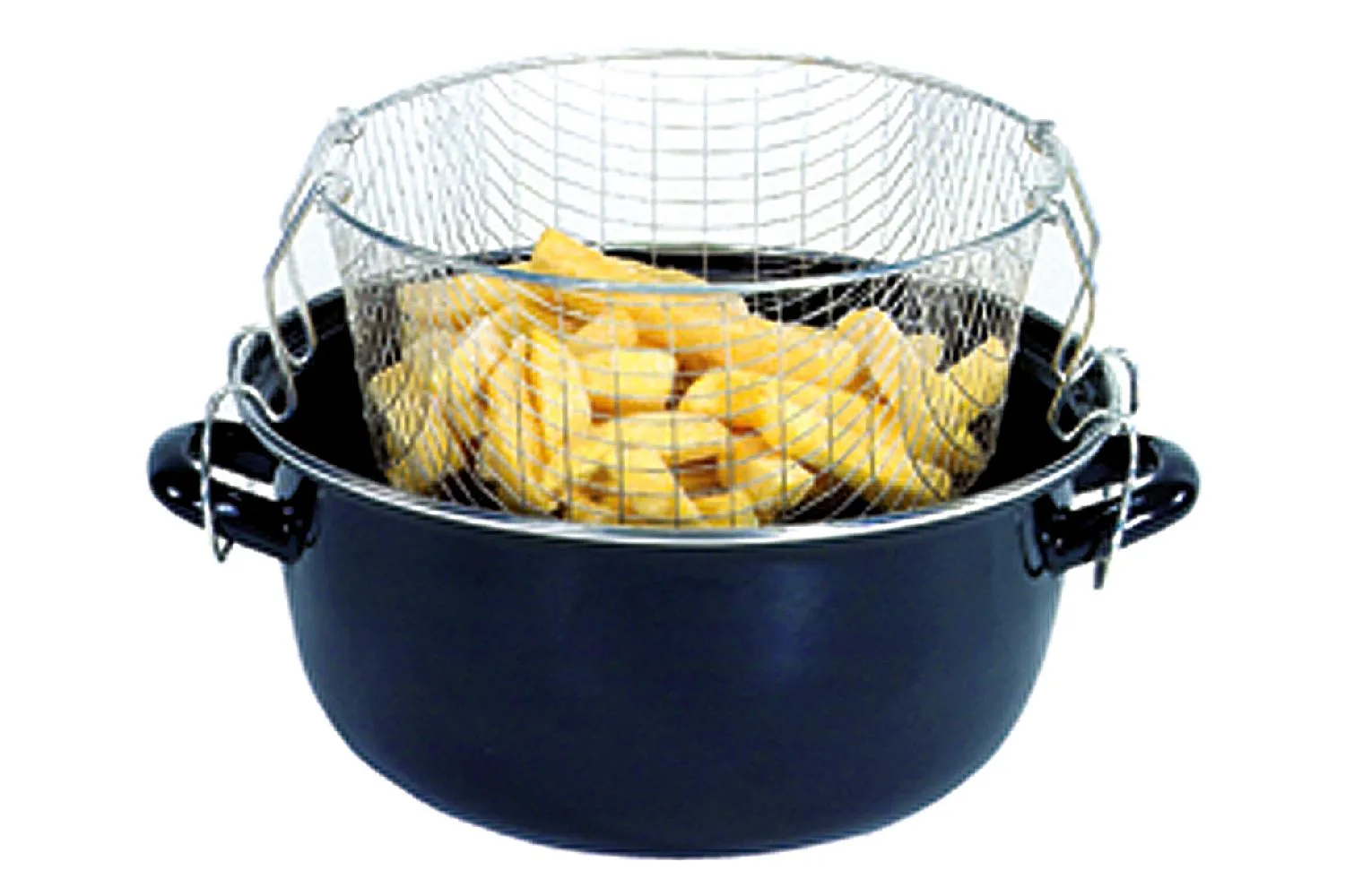 Pommes Frites Topf emailliert emailliert, mit Chromrand und Einsatz, für alle