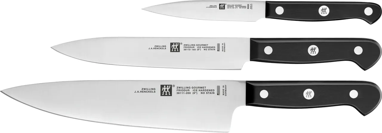 Messerset, 3-tlg Gourmet Kochmesser20,Fleischmesser 16,Spickmesser10 cm