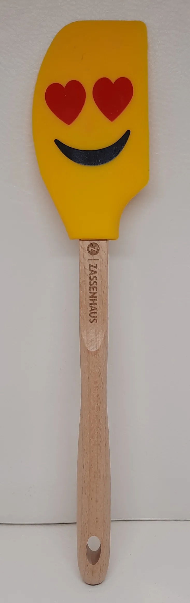 Teigschaber Smiley Herzaugen Silikon und Buchenholz