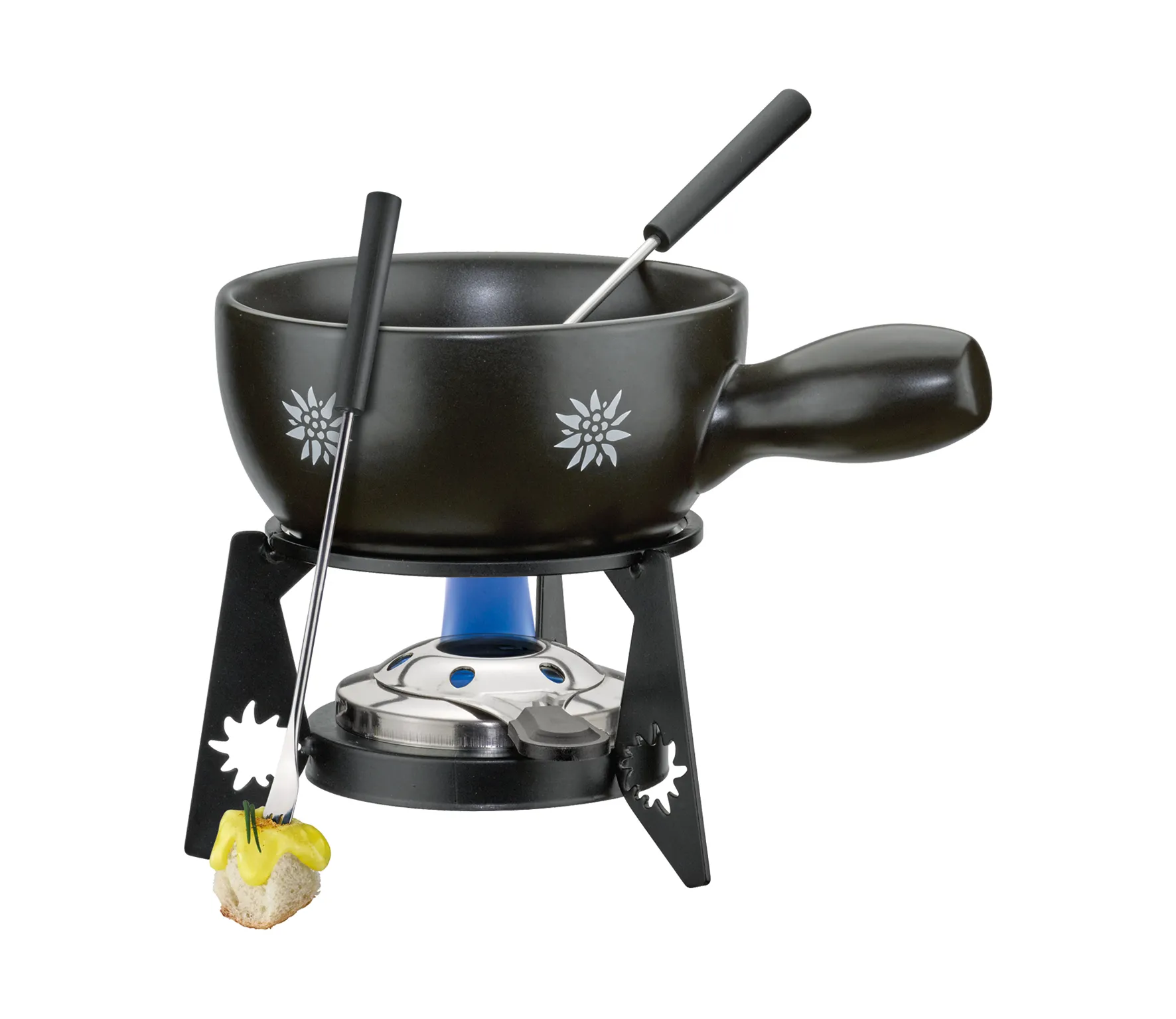Käsefondue-Garnitur MINI EDELWEISS14 cm Fondue-Topf: Ø 14 cm / Inhalt 1 L,Fondue-Gabeln