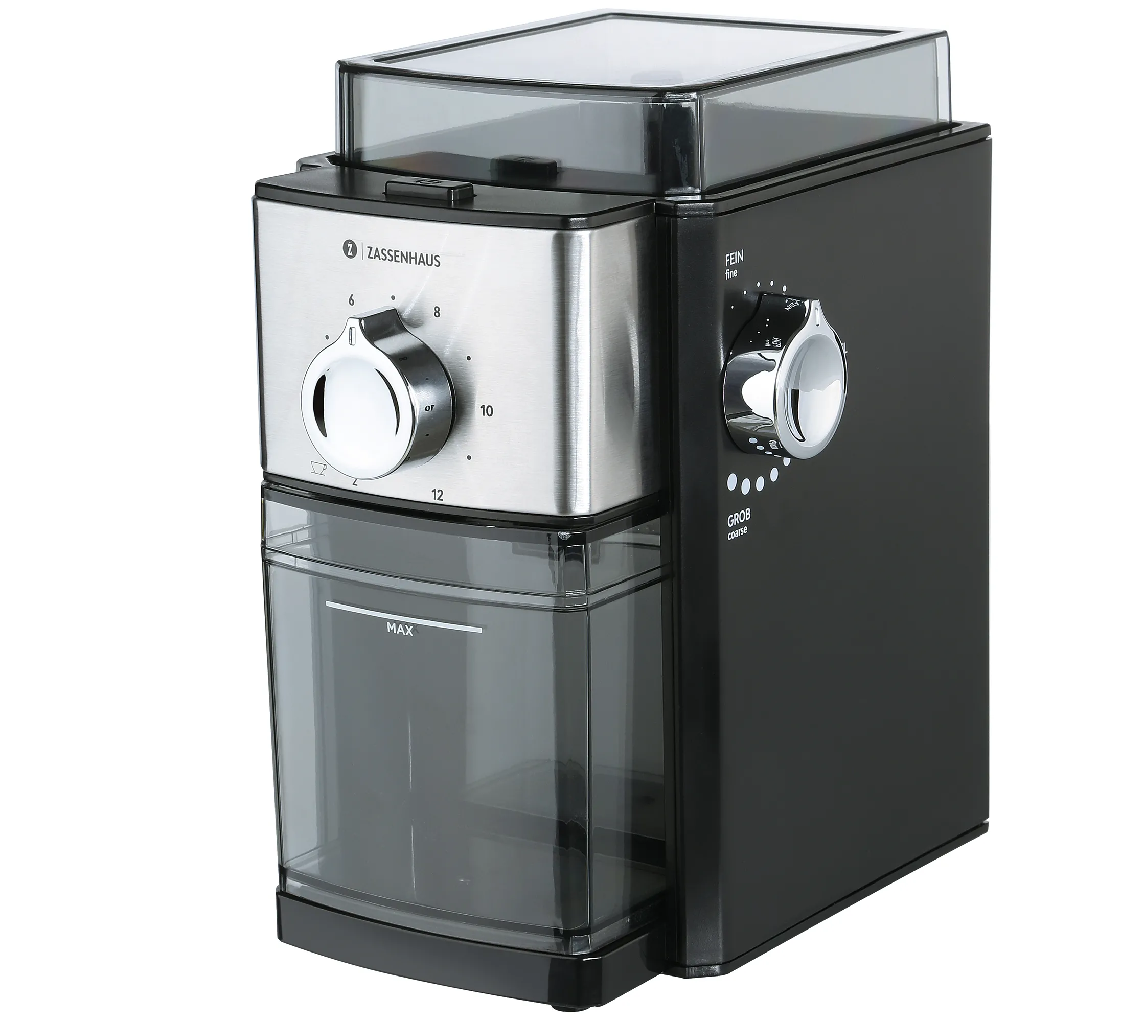 Elektrische Kaffeemühle KINGSTON STEEL aromaschonendes Scheibenmahlwerk, gehärteter Stahl