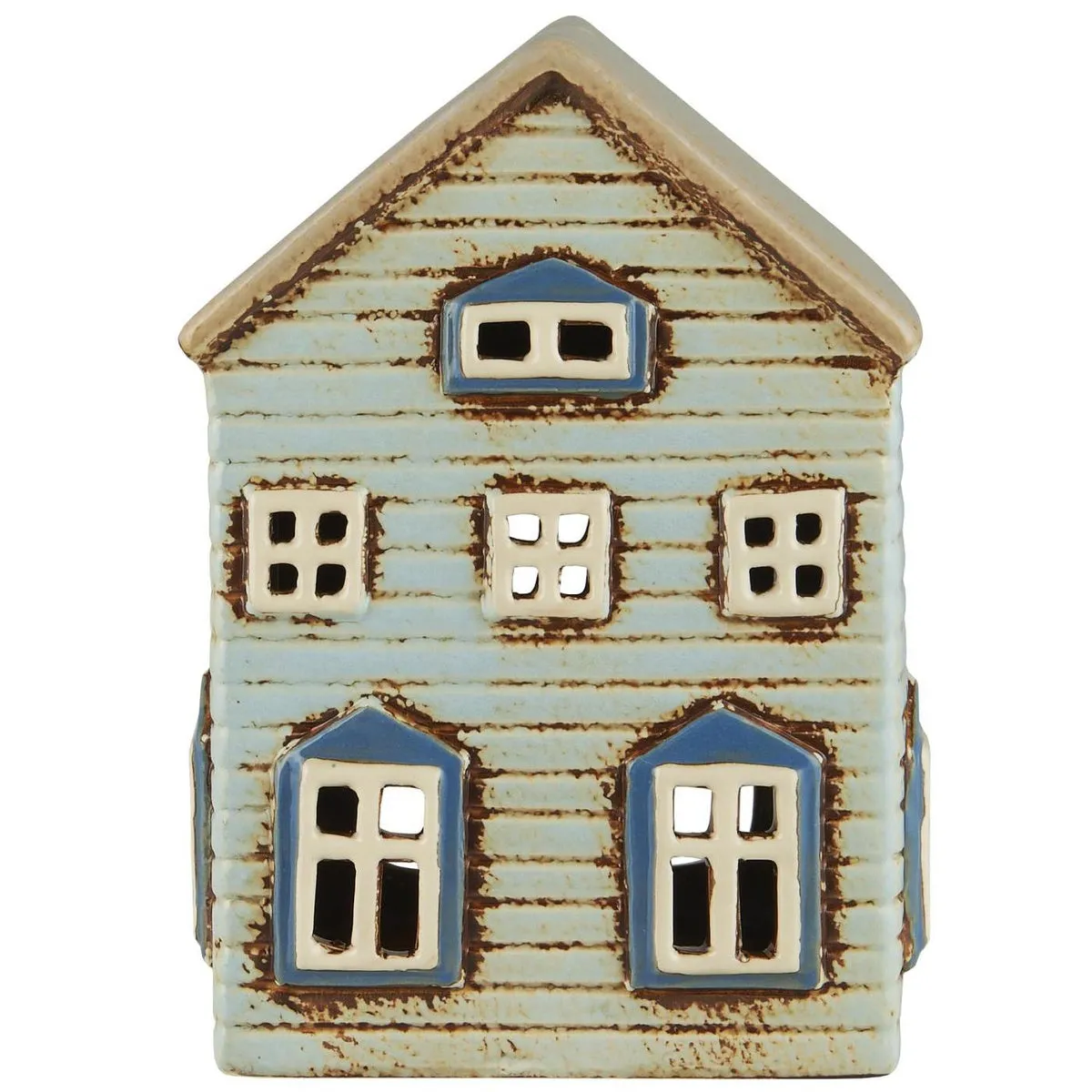 House f/tealight Thorshavn brown door on side