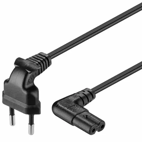 1m Netzkabel Eurokabel C8 Euronetzkabel Stecker gewinkelt