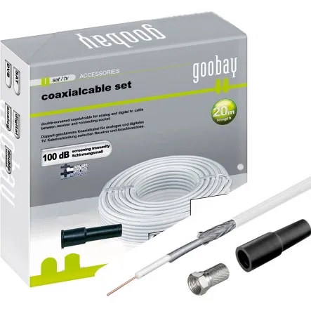 10m SAT Kabel 100dB Bundware mit F-Stecker Weiss