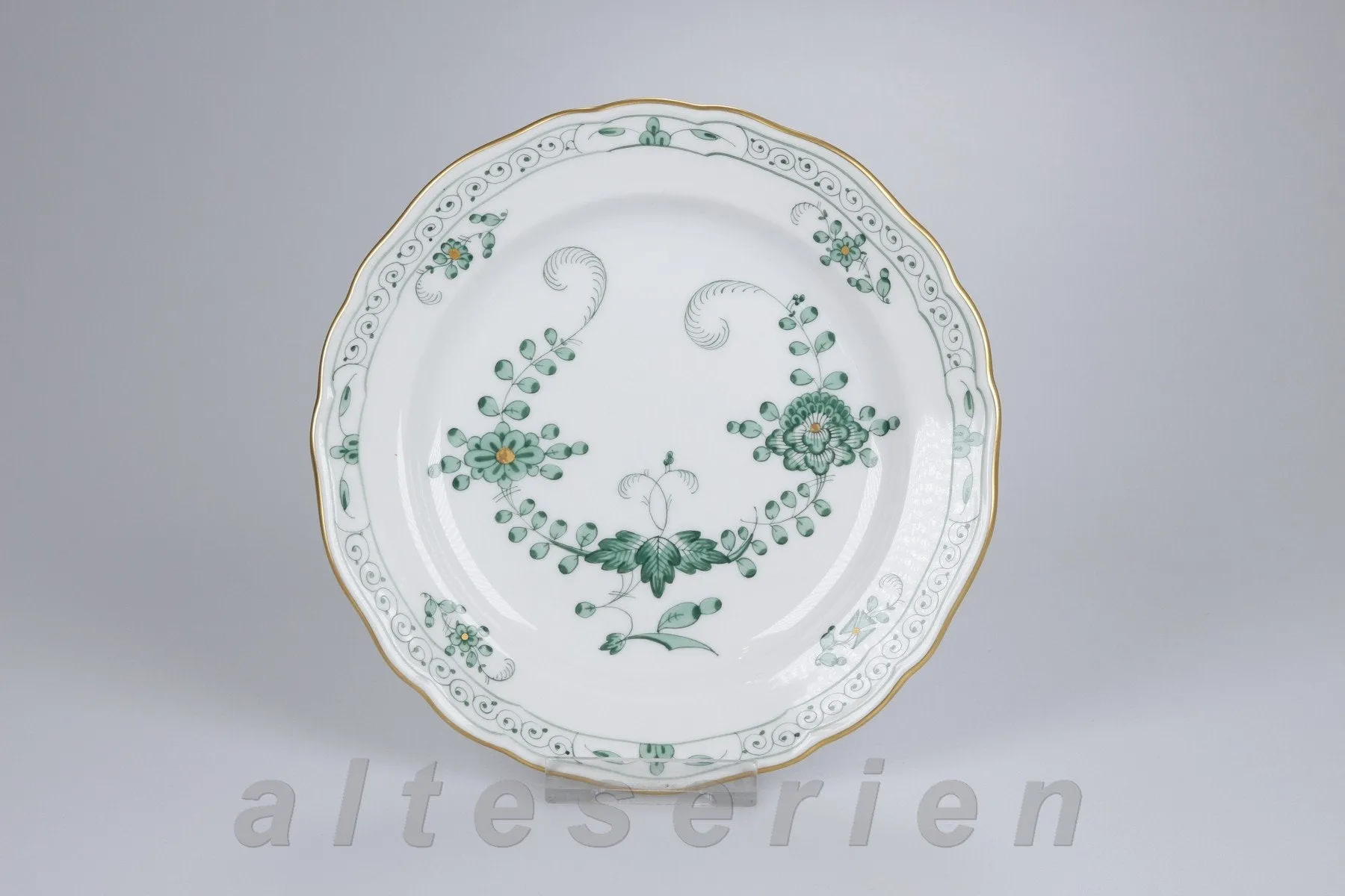 Kuchenteller - Meissen Neuer Ausschnitt I.Wahl Indische Malerei grün
