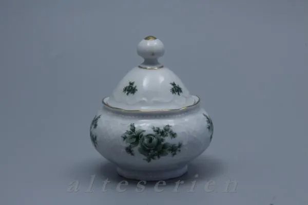 Zuckerdose H 10 cm - Seltmann Weiden Wien grüne Rose 70235