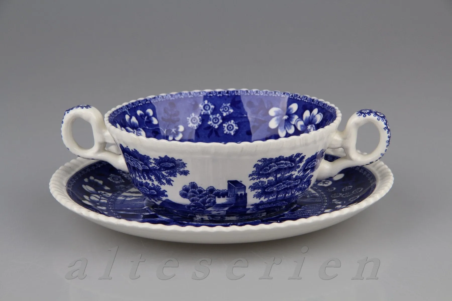 Suppentasse mit Untere - Spode Copeland Blue Tower