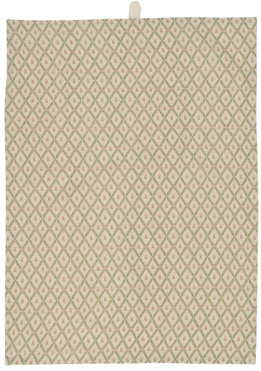 Geschirrtuch BELLA natur grünem Muster