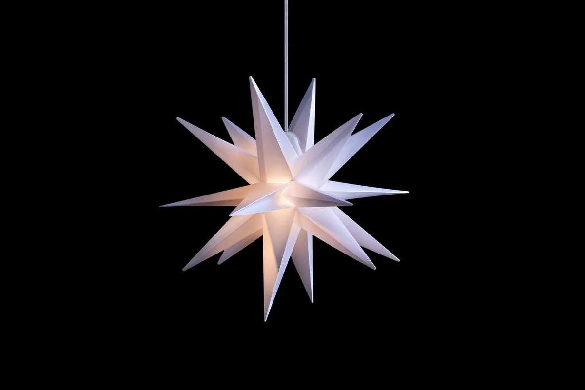 18 Zacken KLEIN Stern 25 cm WEIß Trafo außen