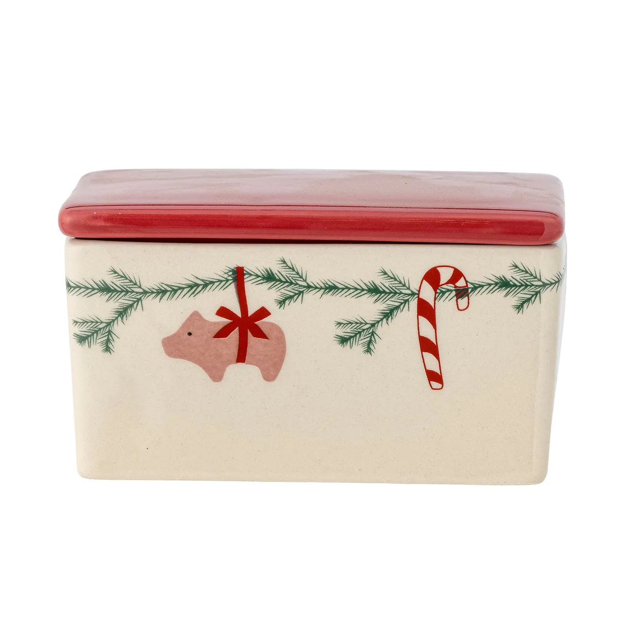 Yule Butterdose, Rot, Steingut