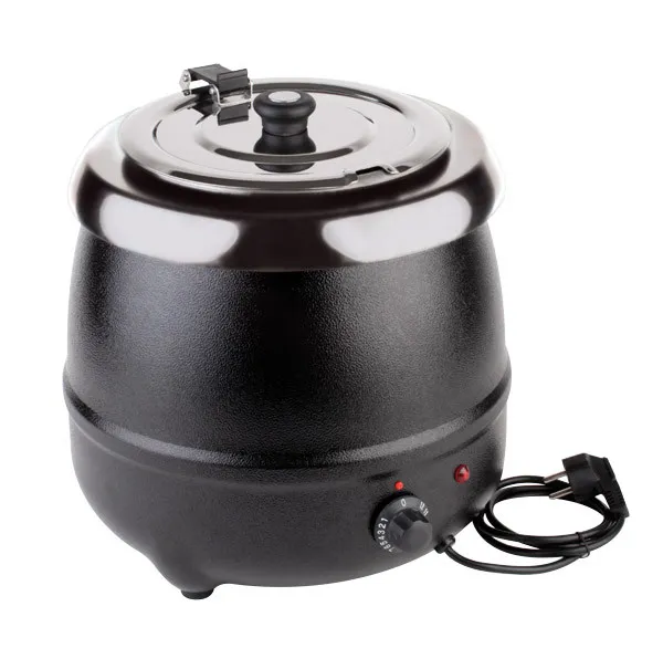 APS Elektrischer Suppentopf Ø 32 cm, H: 36 cm, 9 Liter , Stahl, schwarz lackiert