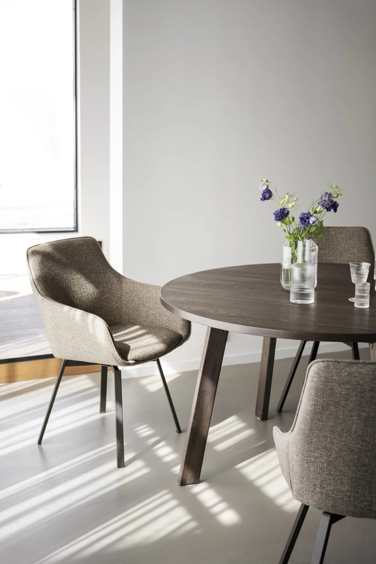 ALISON Swivel Dark Beige Set of 2 Armchairs Rowico