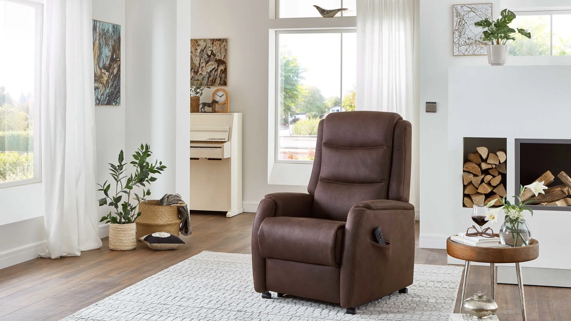 OrthoSedis OS-HU1111 - TV-Sessel A4, zwei Motoren - espressofarbene Mikrofaser