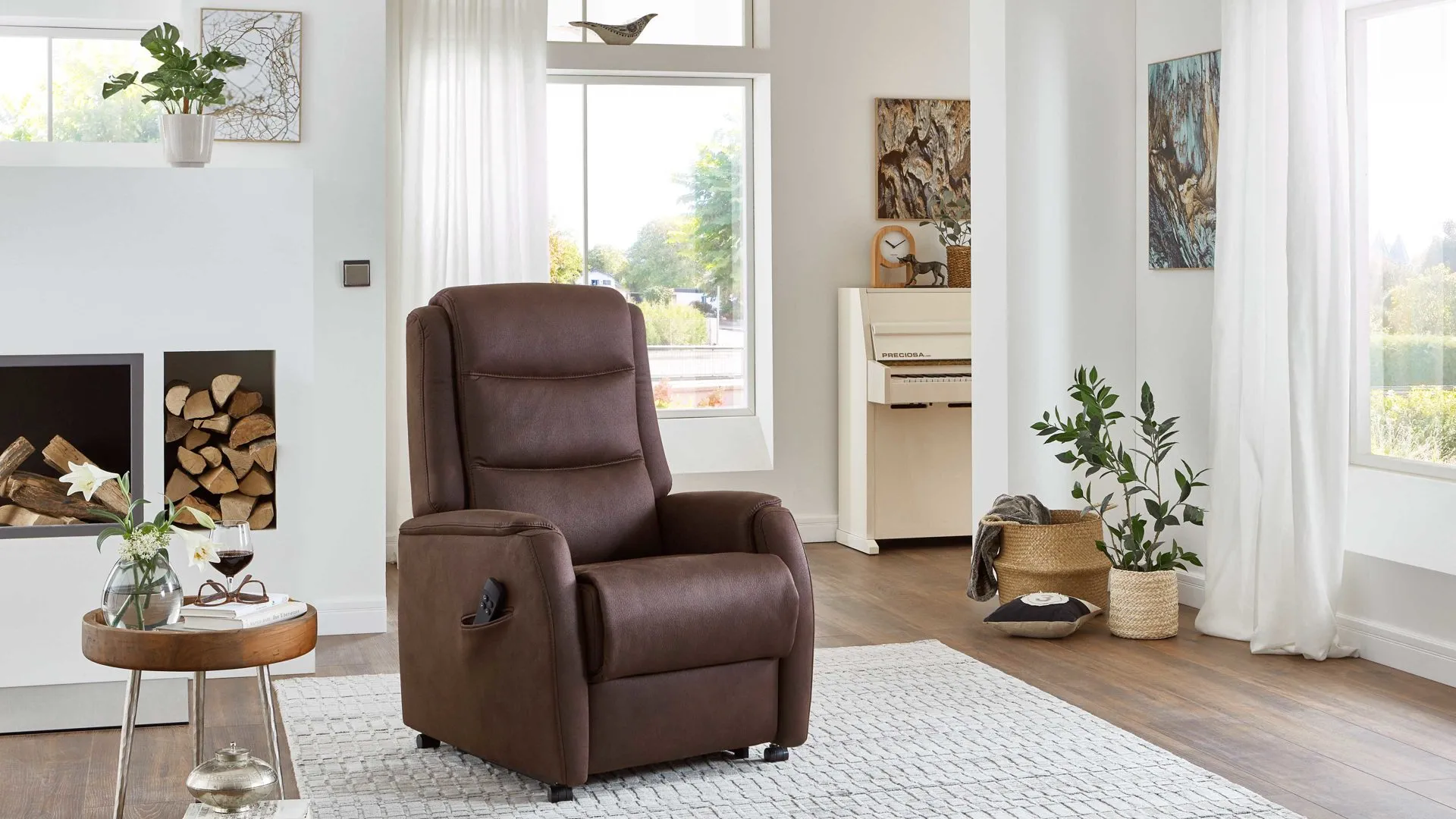 OrthoSedis OS-HU1111 - TV-Sessel A8, motorisch - espressofarbene Mikrofaser Deluxe