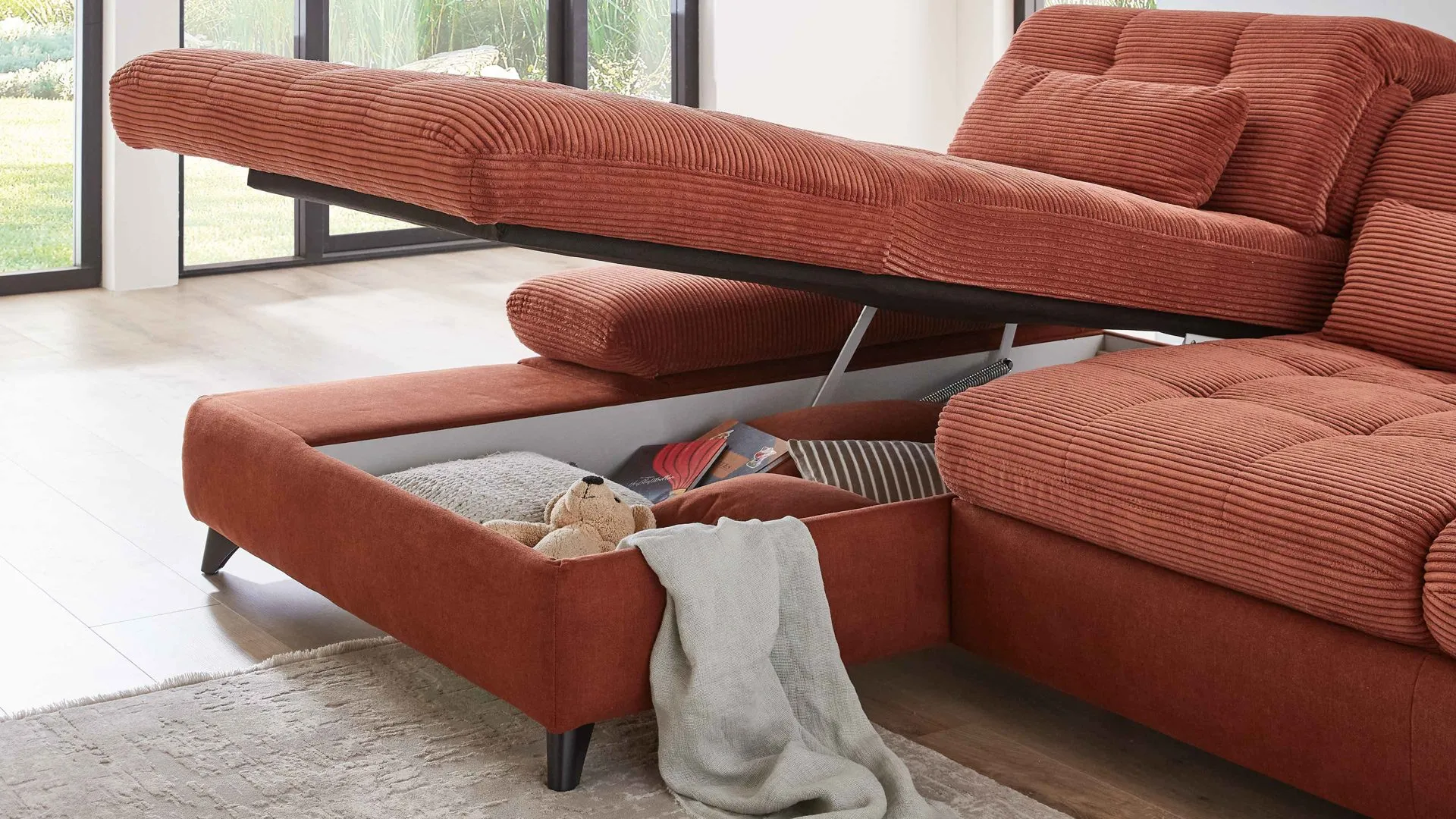 KAWOO Polstermöbel Santa Rosa - Bettkastenfunktion, für Longchairs