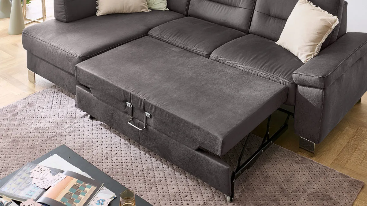 Modulmaster MM-PP1194 - Bettfunktion, anthrazitfarbene Mikrofaser Saddle