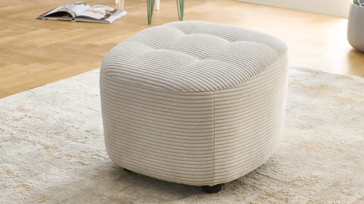 KAWOO Polsterhocker SE52-52, hellgrauer Cordbezug GCT 9